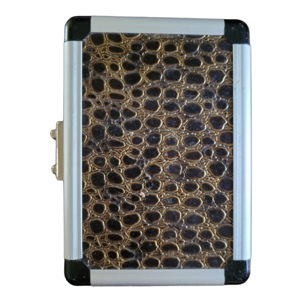 Vtg Aluminum Stash Trinket Mini Hard Case Box Cards Dice Rings